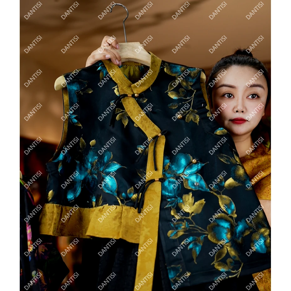 时光画布《非遗美学》1640印花立领盘扣重磅时尚上衣