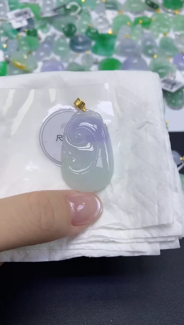 颈饰18K金镶嵌翡翠天然缅甸翡翠A货百元以上9元证书费自理