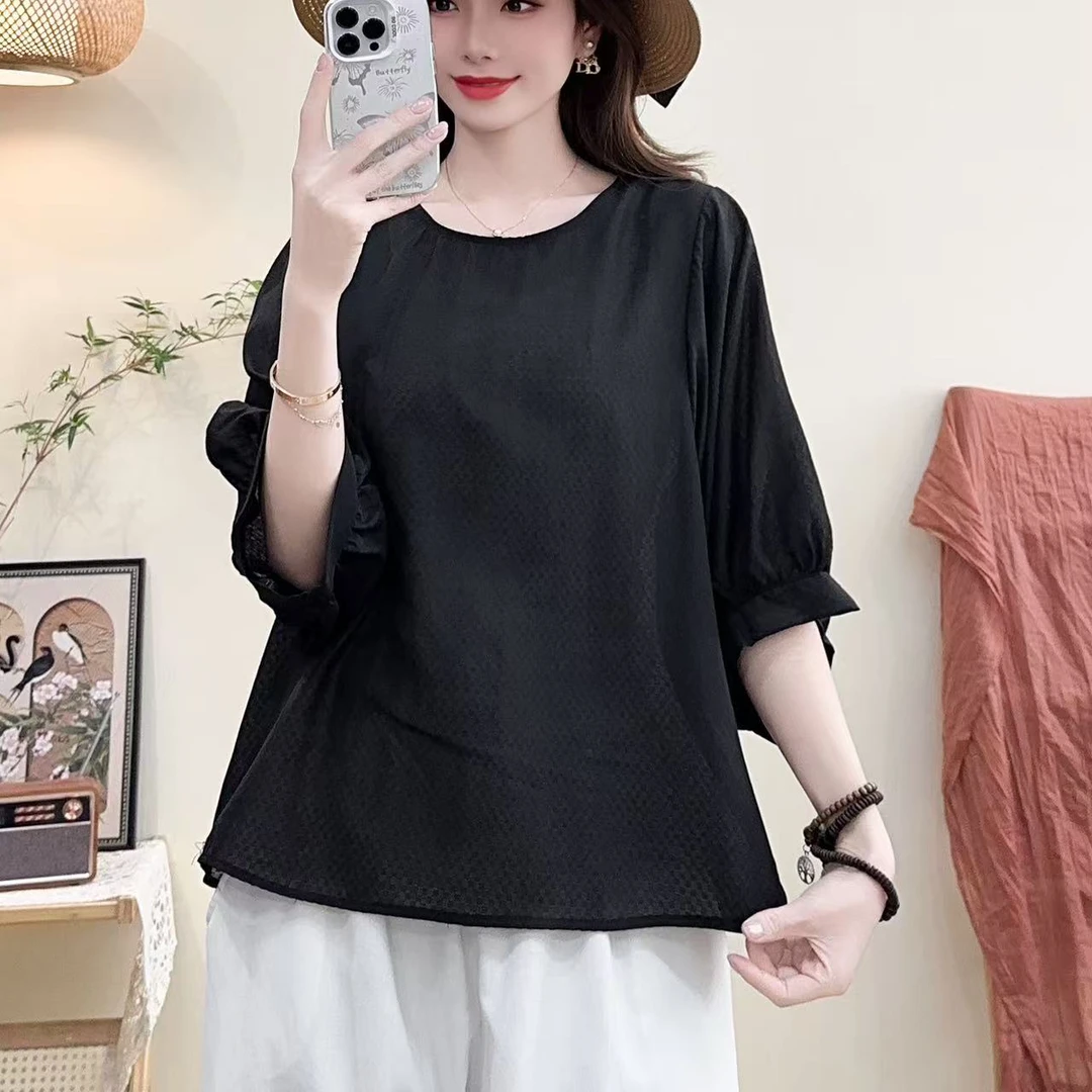 7127新款夏季优雅减龄碎花宽松显瘦T恤QZ