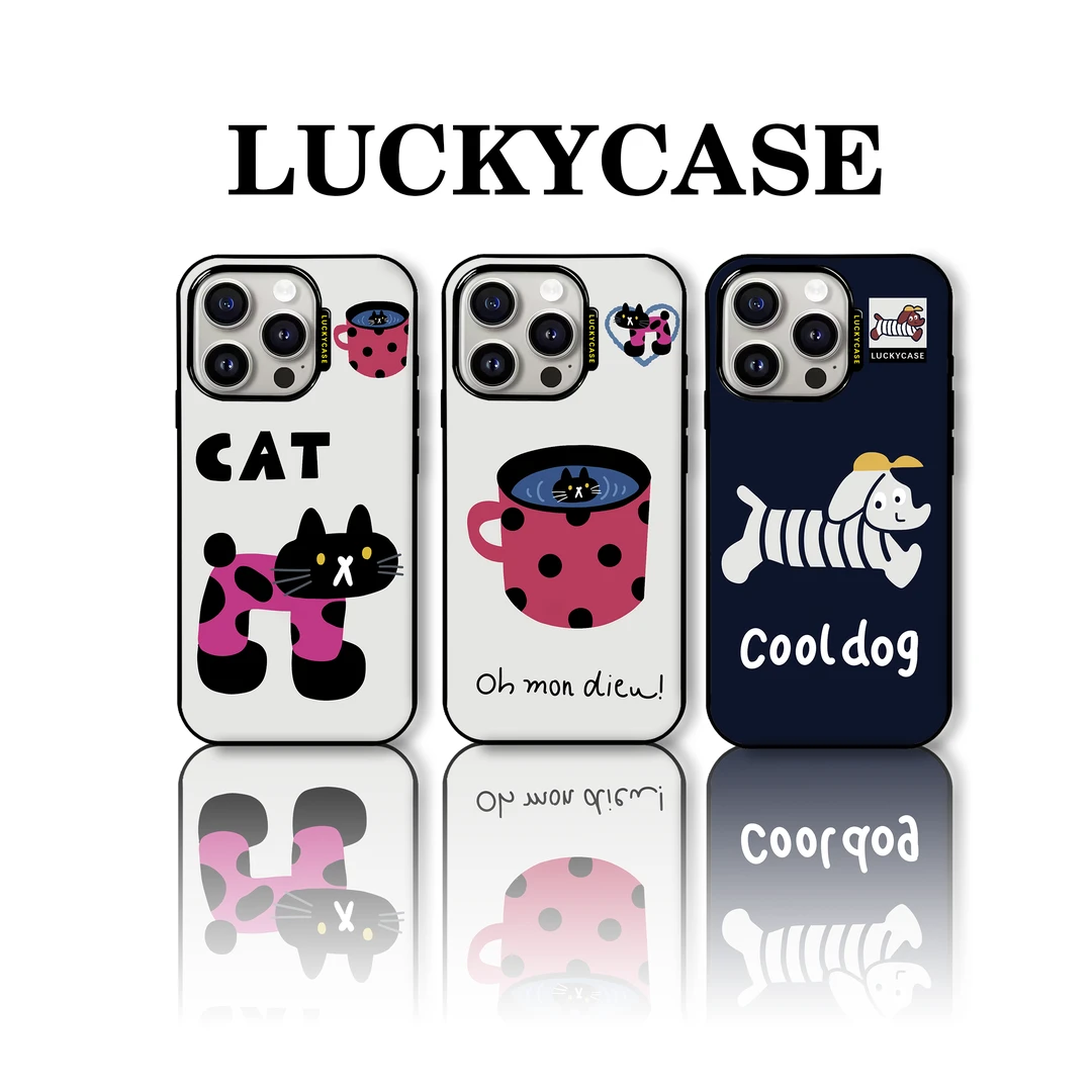 Lucky Case 原创〖斑点字母猫〗适用苹果iPhone13-16Promax个性防摔