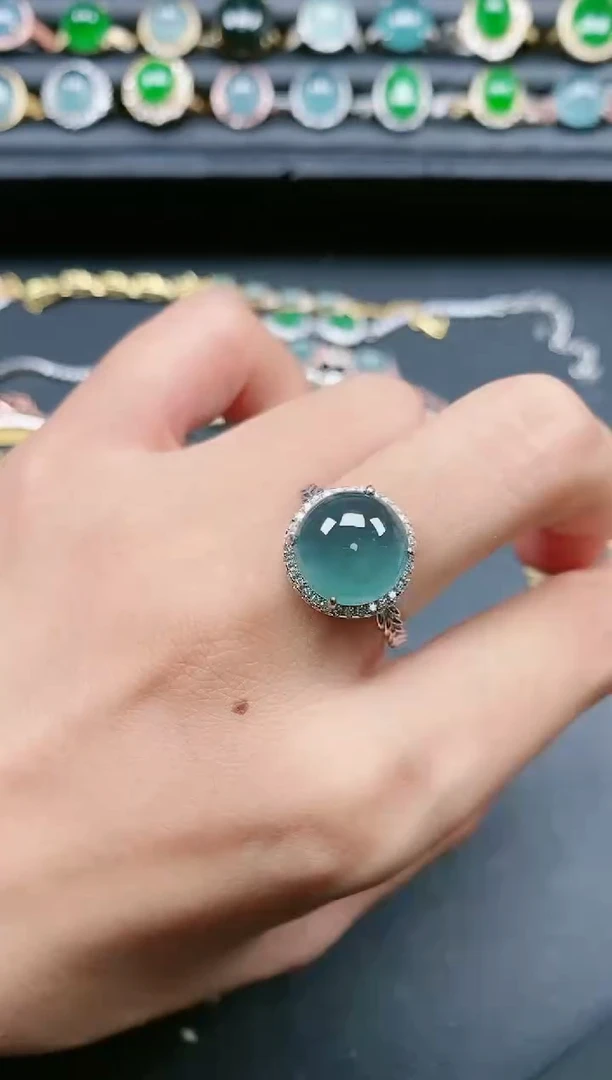 翡翠戒指银S925镶嵌111111