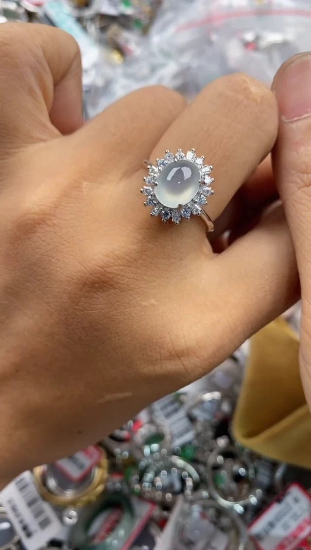 银S925镶嵌戒指翡翠12                10