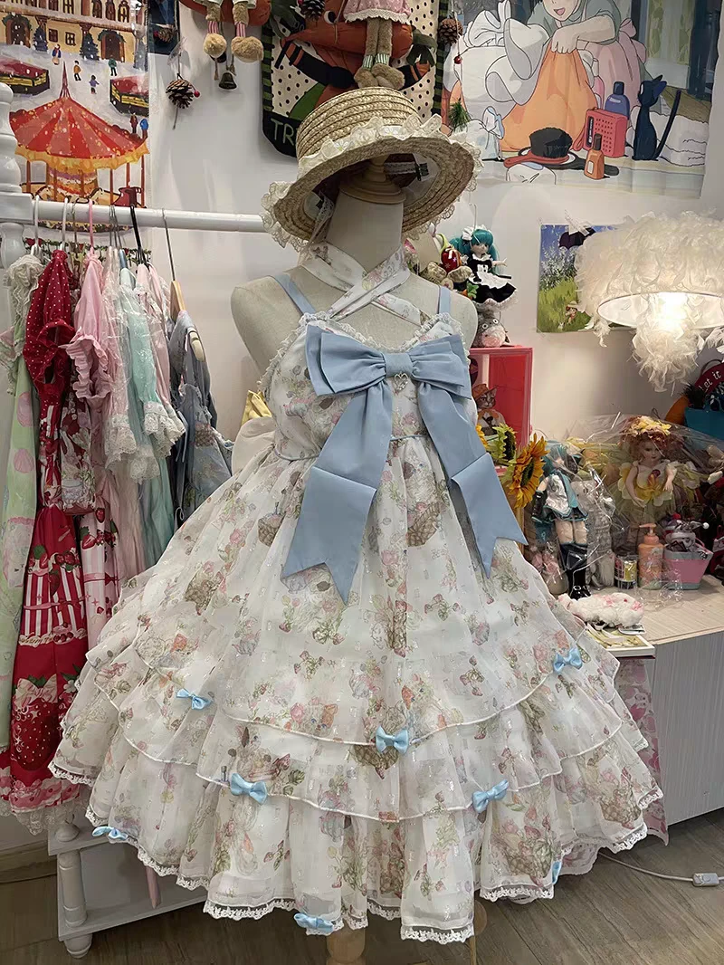 实体店现货 猫咪花束收藏家 JSK原创设计lolita雪纺连衣裙送项链