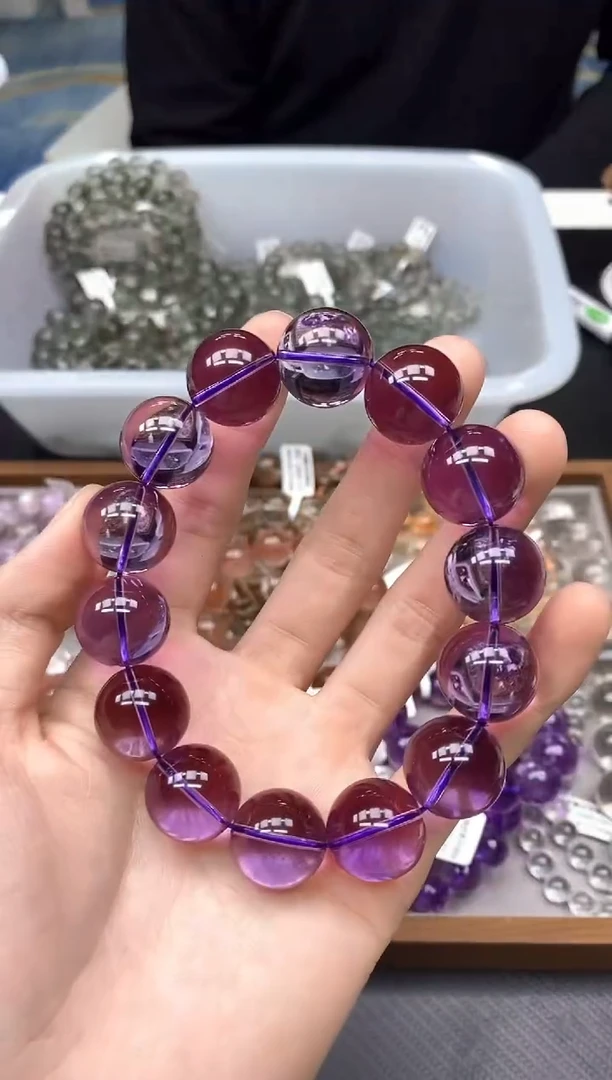 未镶嵌手串水晶19紫水晶17mm+