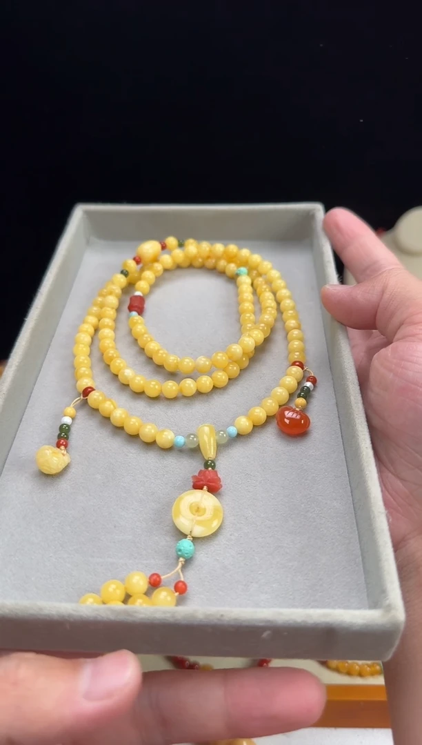 手链蜜蜡未镶嵌白花蜡7+ 108