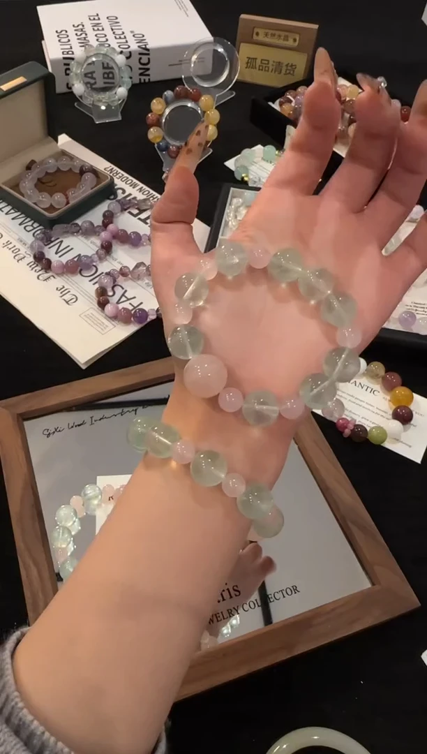 未镶嵌手链水晶绿萤石多宝x3255