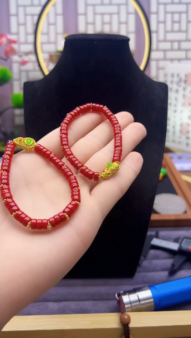 玛瑙/玉髓手链14K金镶嵌S625