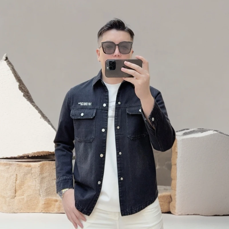 诺顿雷斯秋季新款个性时尚潮牌字母翻领牛仔夹克修身百搭网红外套