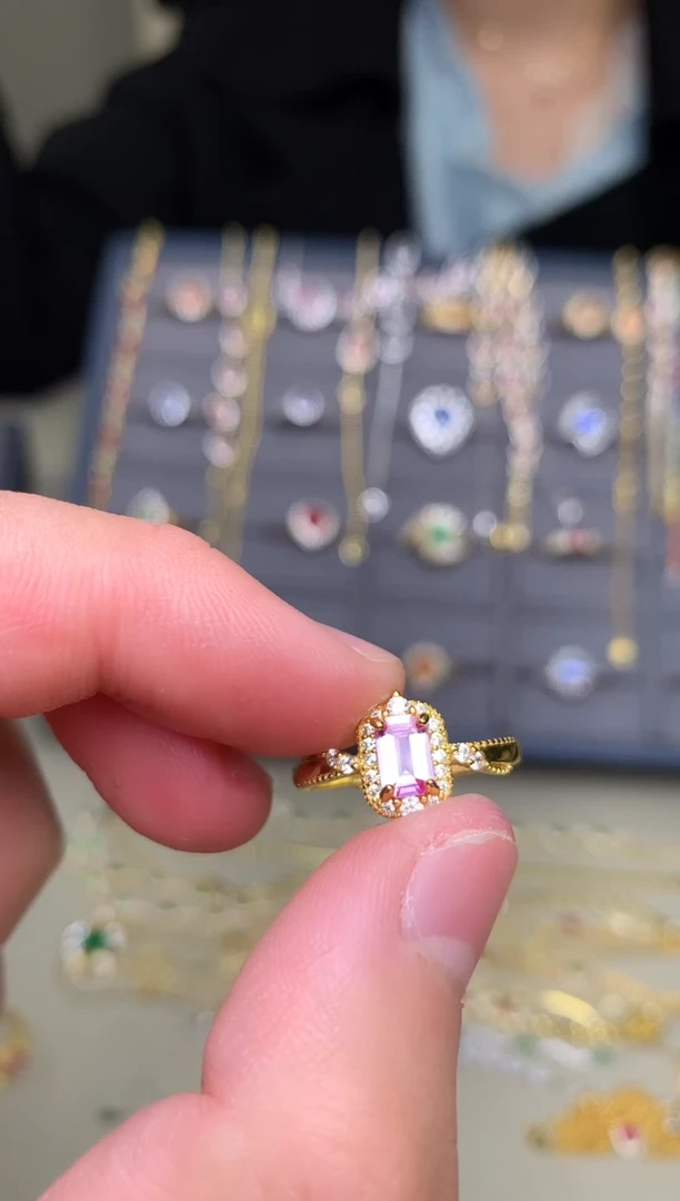 戒指蓝宝石银S925镶嵌戒指