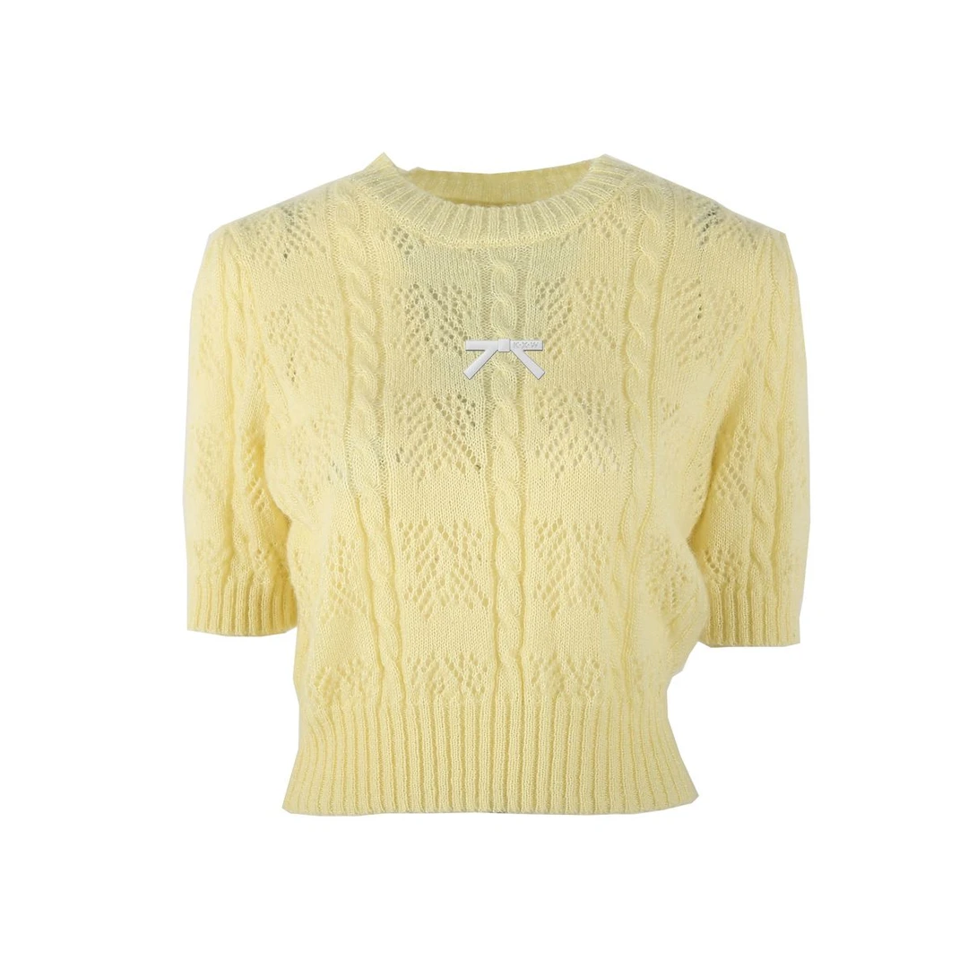 【达人专属】时尚绞花挑孔马海毛S3532