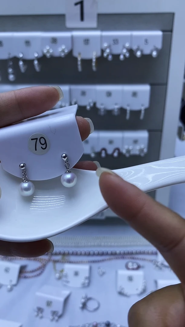 银S925镶嵌耳饰淡水珍珠79