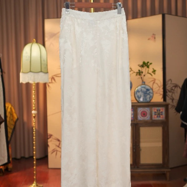 【潇湘】新中式优雅阔腿裤休闲女裤夏时尚大气国风直筒裤