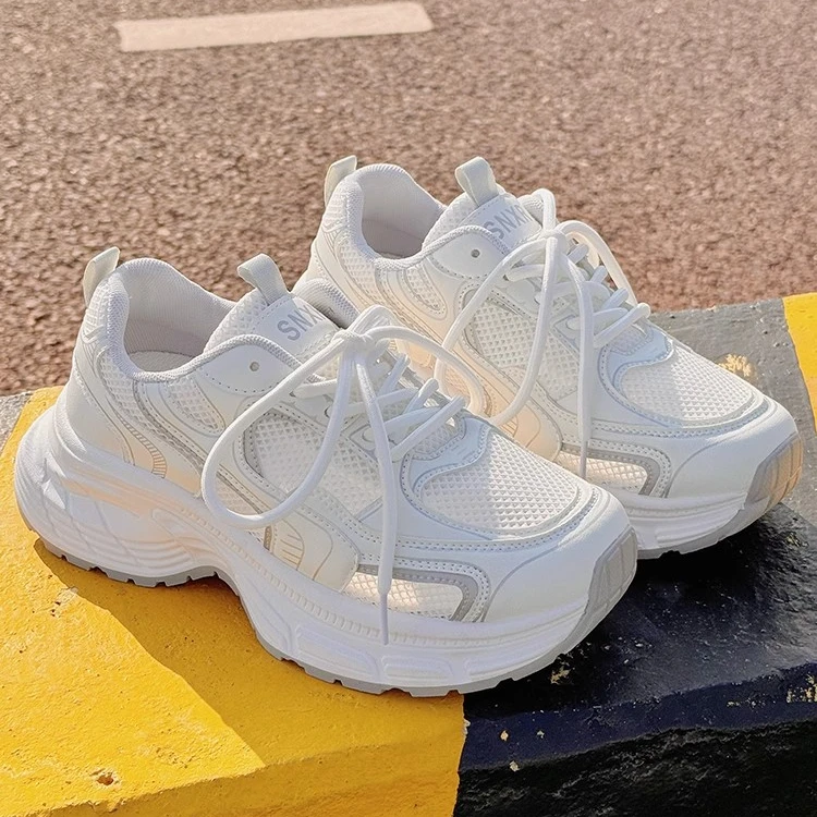 Moleubak老爹鞋女夏季透气网面网鞋厚底配裙子的鞋子休闲运动鞋