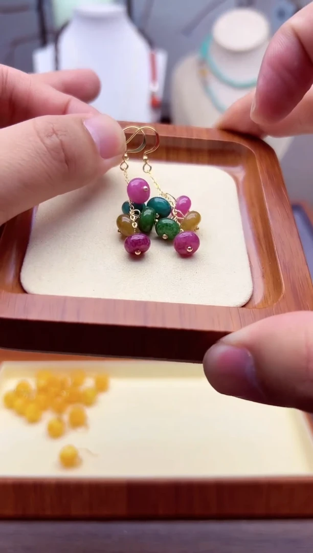 【闪购商品】碧玺耳饰14K金镶嵌E