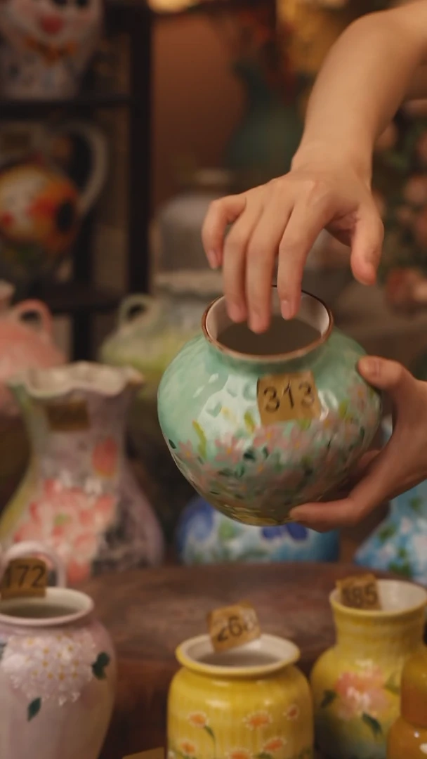 陶瓷313景德镇设计师手作花器摆件侘寂风
