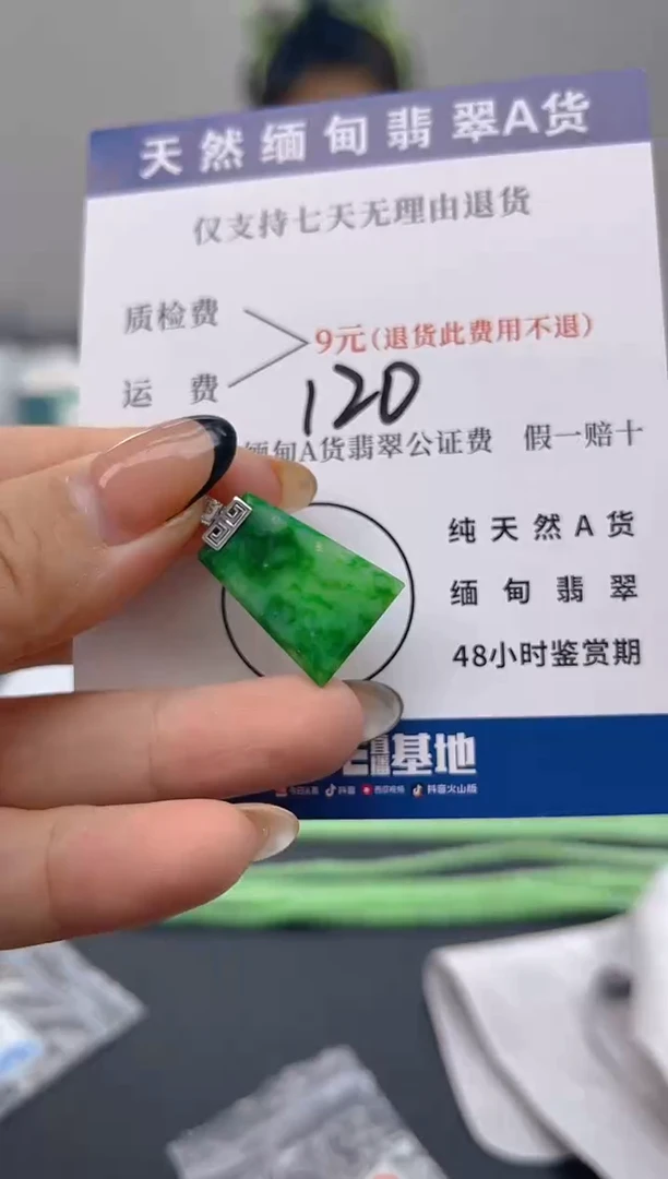 颈饰18K金镶嵌翡翠纯天然缅甸翡翠A货