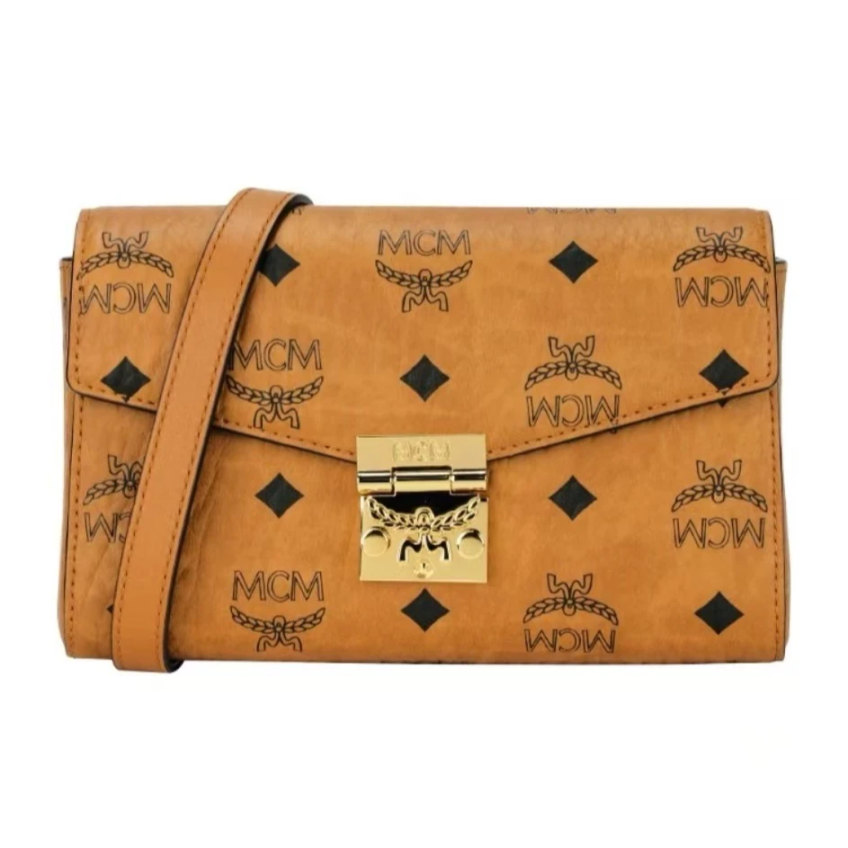 95新 MCM  Tracy Visetos 链条包信封包干邑色mini