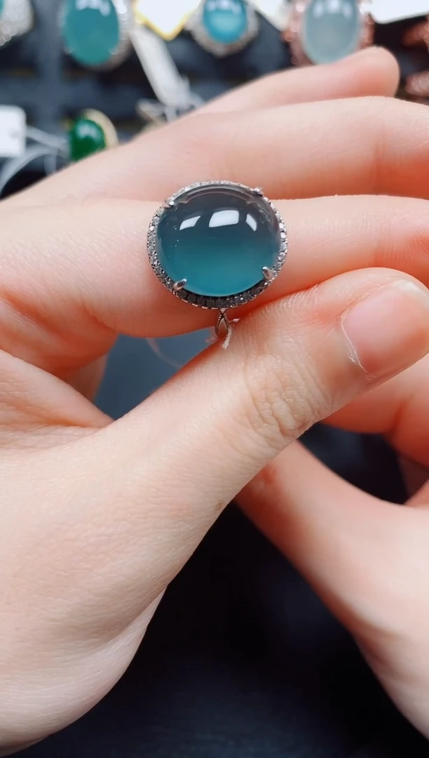 银S925镶嵌戒指翡翠翡翠