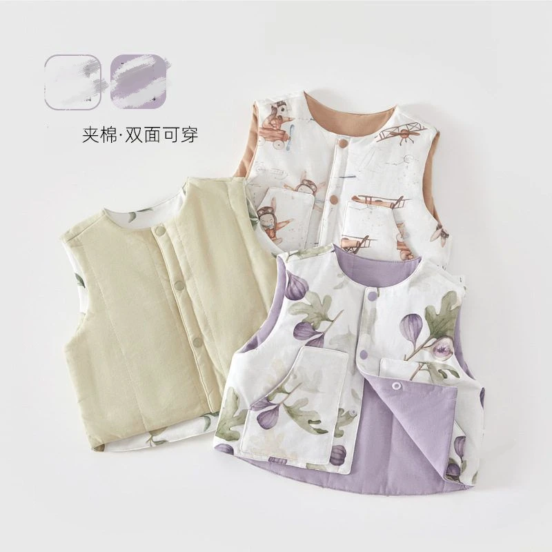 马甲春秋冬外穿保暖儿童马夹男女宝宝坎肩夹棉背心 04A10 ZD3473