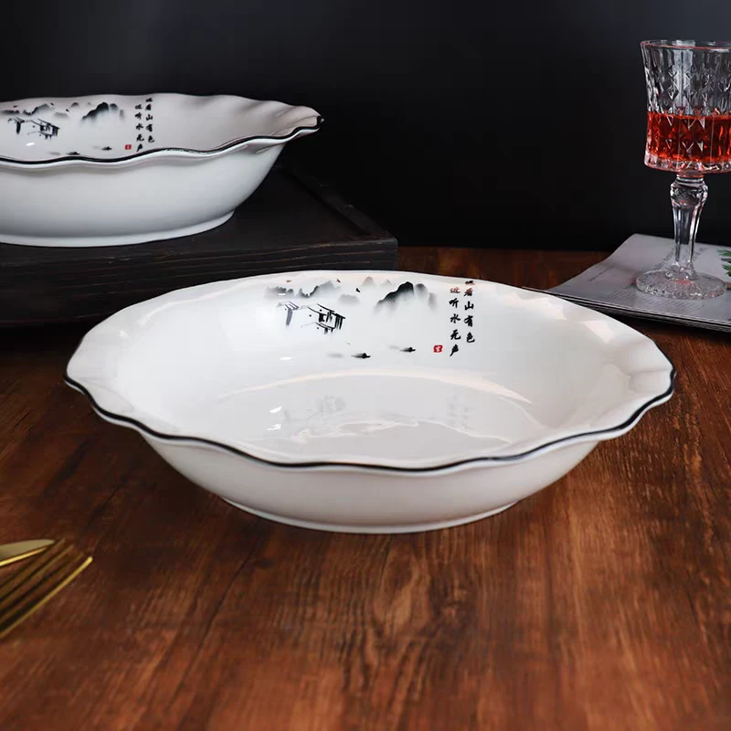 陶瓷荷叶碗酸菜鱼大碗家用大号汤碗毛血旺水煮鱼碗防烫麻辣烫碗