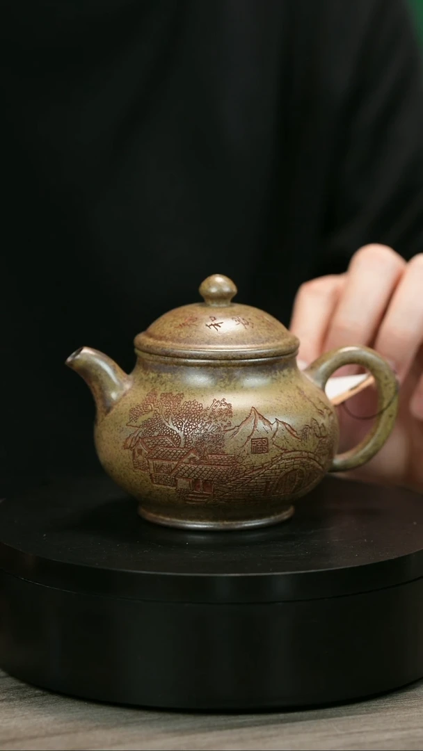 茶壶紫砂M****nH2213李琴刻绘江南潘壶