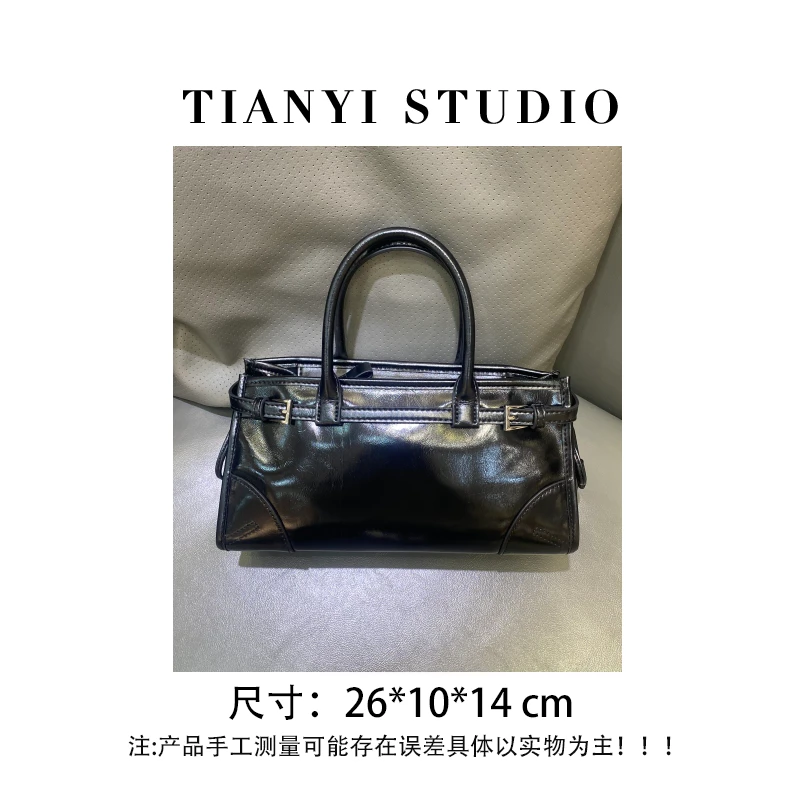 【天一甄选】J-6176-黑色   轻奢高级韩版单肩时尚简约女包