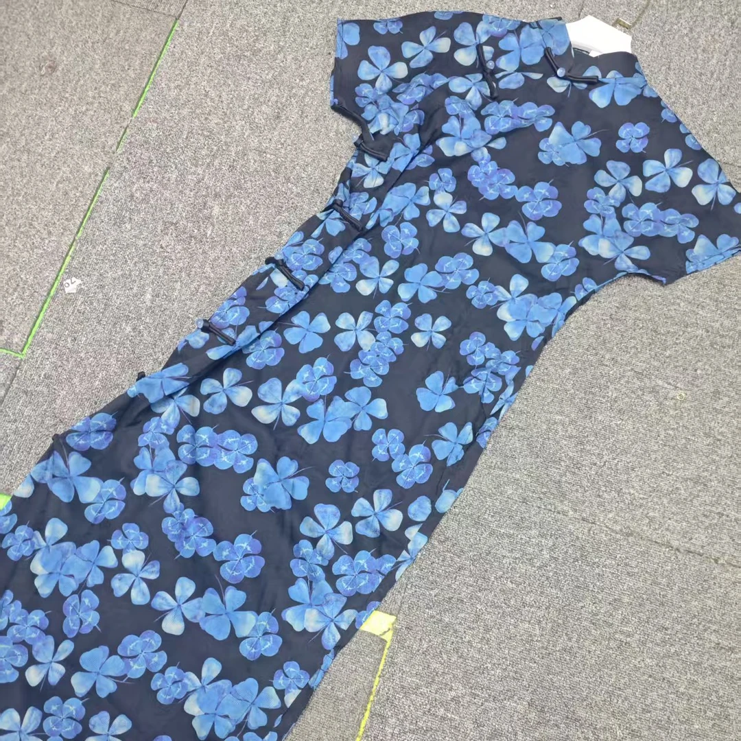 恬子梦 T701夏季新款 幽光裙长120 全开襟 旗袍