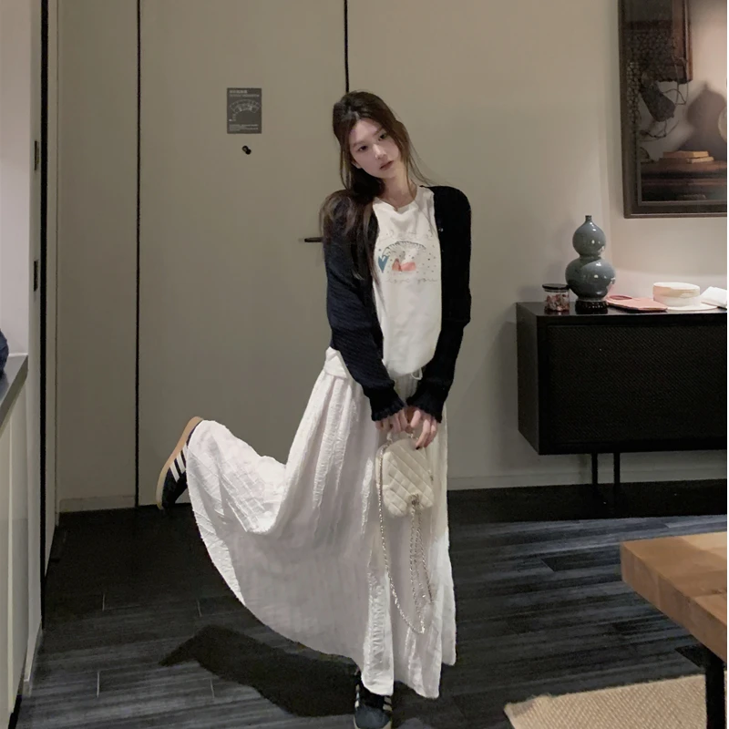 【OPENING自制】满级白月光 松紧腰白色仙仙半身裙长裙