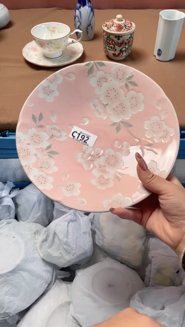 瓷片有古窑全粉色樱花