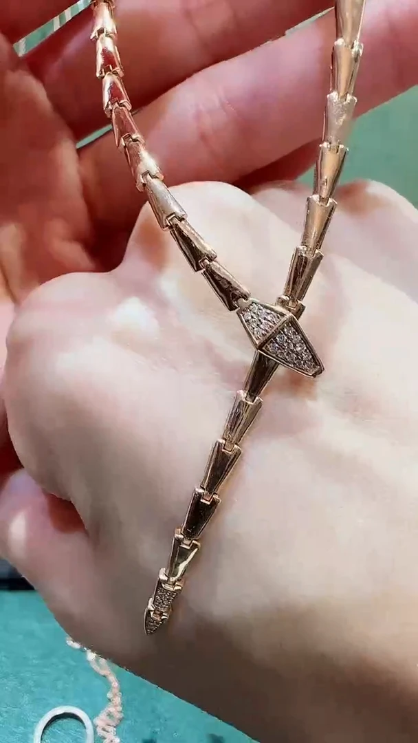 【闪购商品】钻石套链18K金镶嵌18K金钻石蛇蛇套链