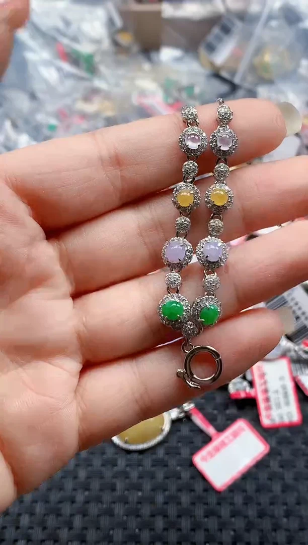 银S925镶嵌戒指翡翠天然A货缅甸翡翠