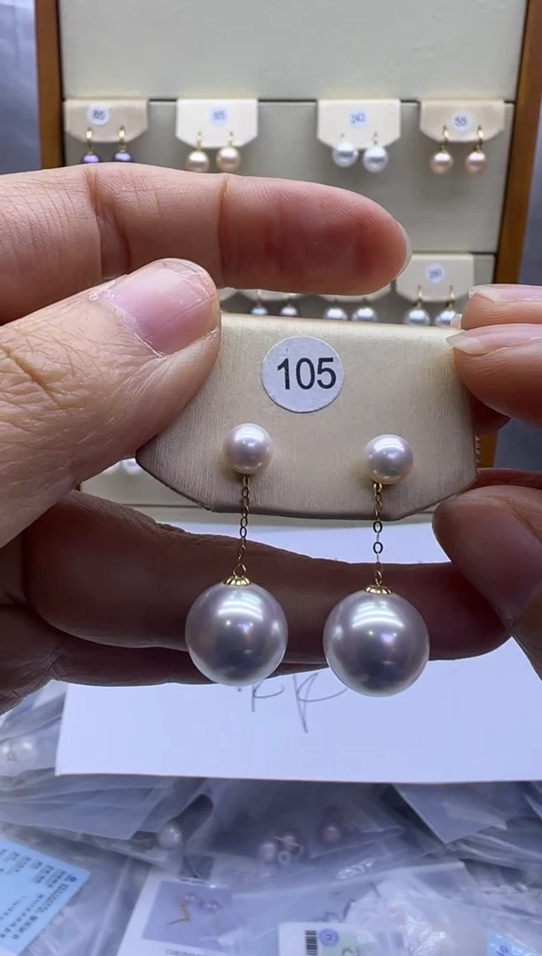 18K金镶嵌耳饰淡水珍珠105