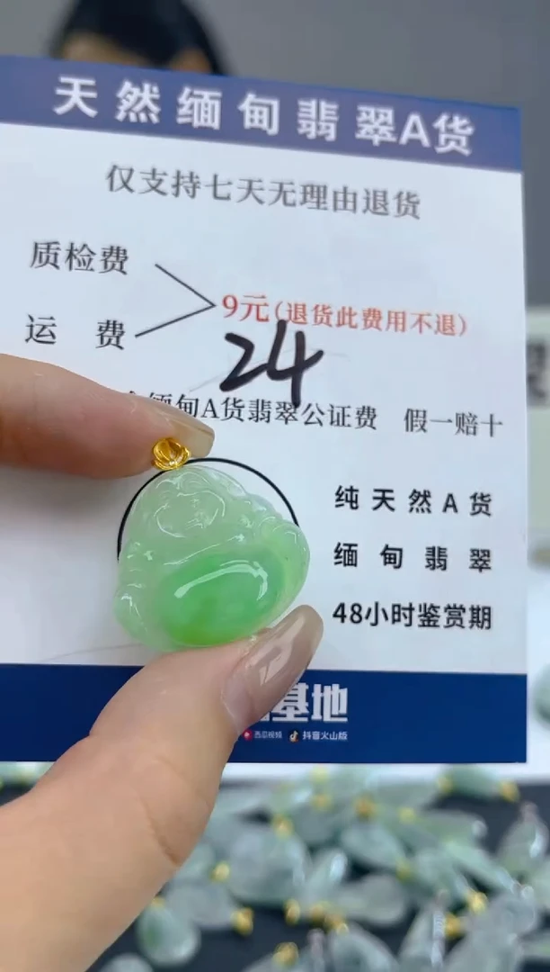 颈饰18K金镶嵌翡翠天然A货翡翠  24