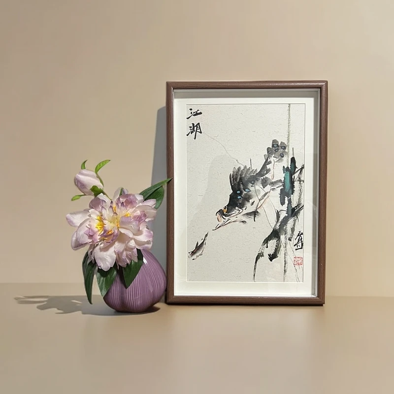 石泉老师-44*31.7cm-鳜鱼_家居挂画（手工绘制每一张会有所小差别)