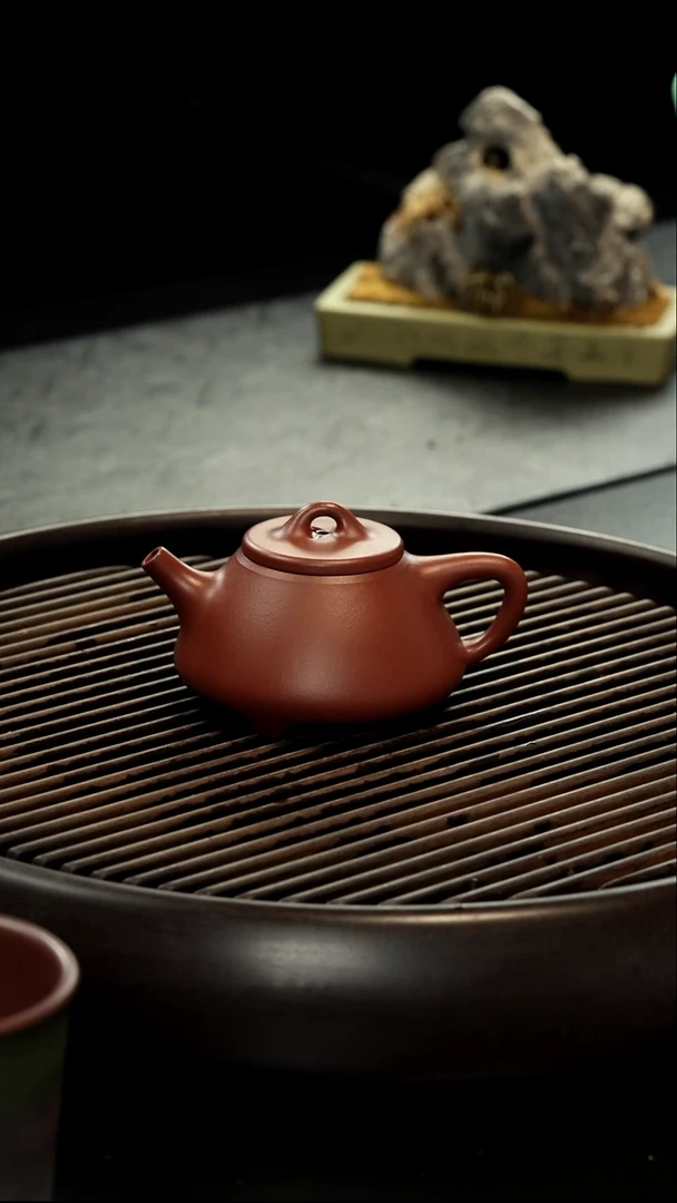 茶壶紫砂狼**下小煤窑朱泥 石瓢壶
