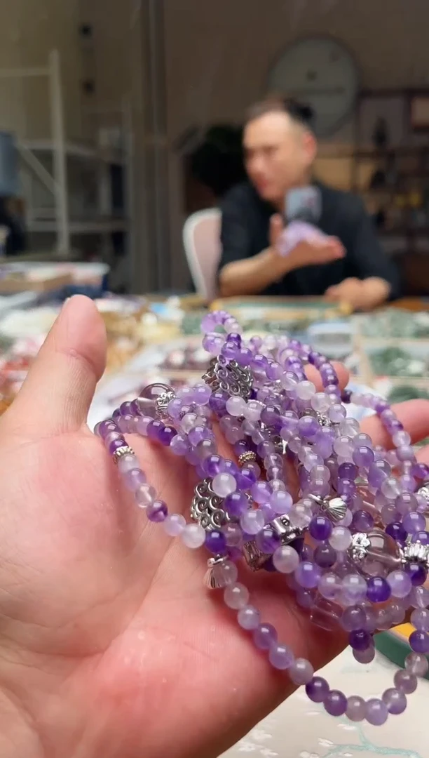 水晶手链未镶嵌粉紫超多圈