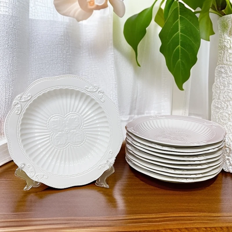 10个装8寸陶瓷拉面拌面盘盘子拌面盘菜盘装家用法式汤盘瓷盘餐具