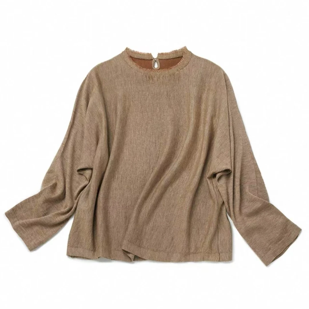 时间缩影 80S精纺包纱羊绒套头上衣 手挑毛领/垂感