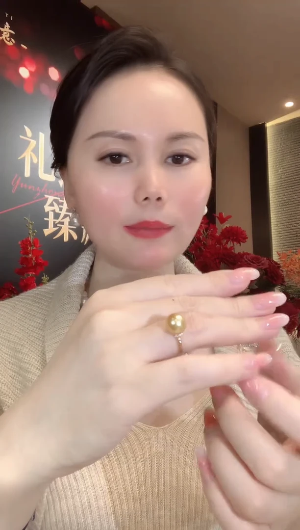 18K金镶嵌戒指海水珍珠D78