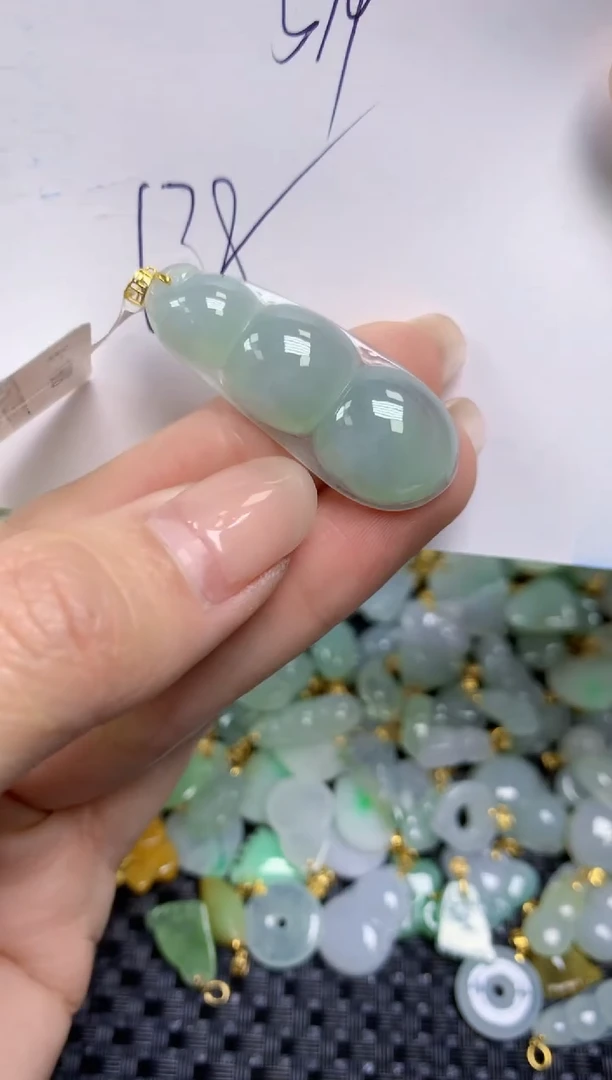 【闪购商品】翡翠颈饰18K金镶嵌天然缅甸A货翡翠