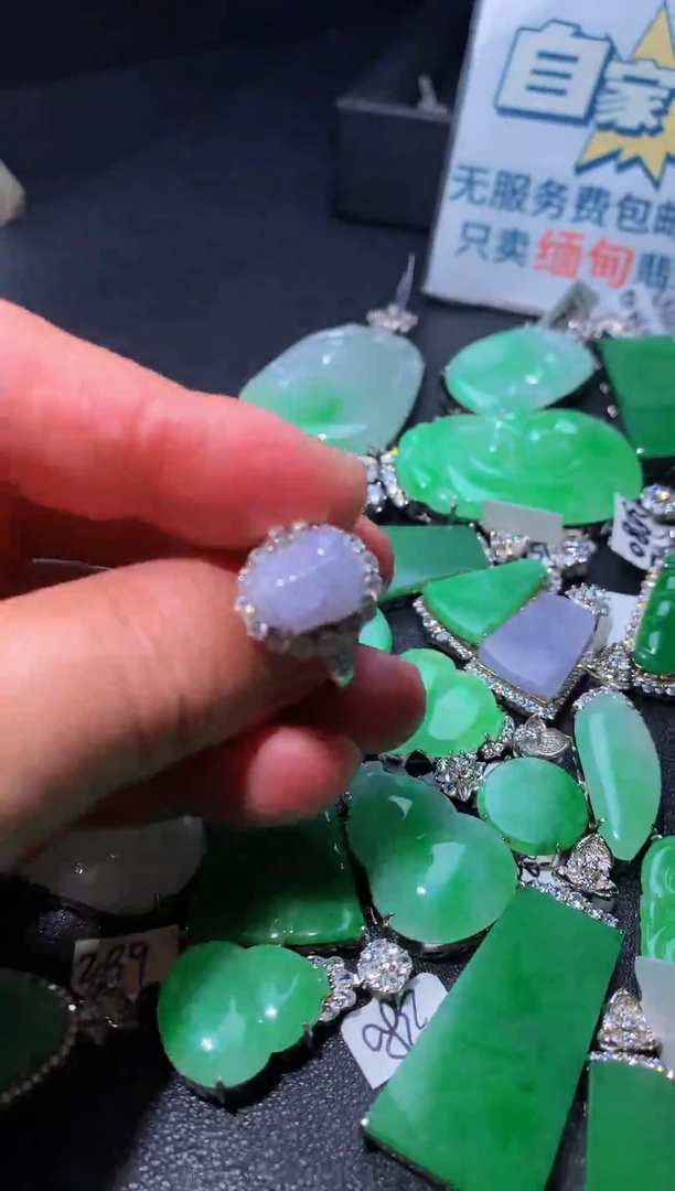 银S925镶嵌戒指翡翠翡翠