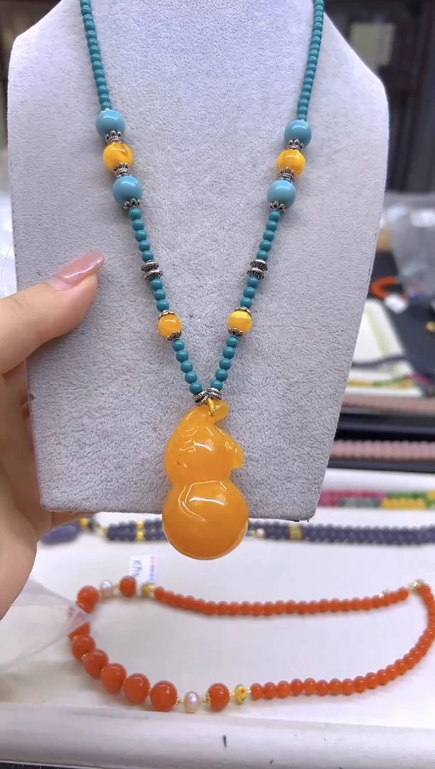 未镶嵌毛衣链蜜蜡DIY款M705