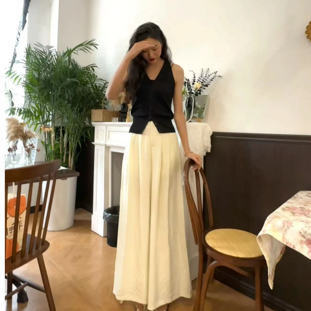 《休闲气质》高个子定制女装 夏季气质肌理感高腰休闲裤港风阔腿裤