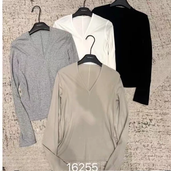 【柏卉服饰】大V领带中线打底衫