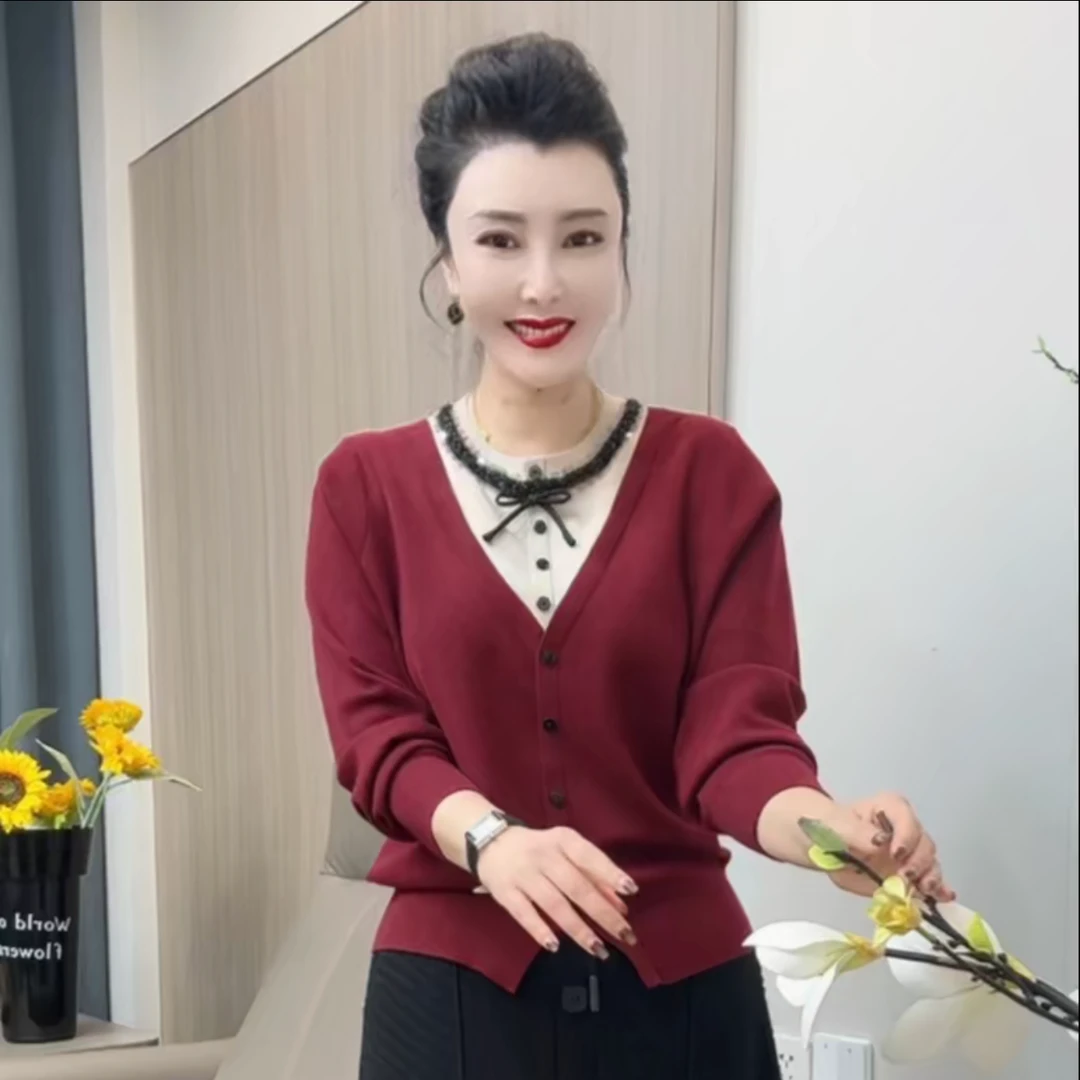 气质秋冬新款假两件时尚减龄洋气女上衣长袖打底衫