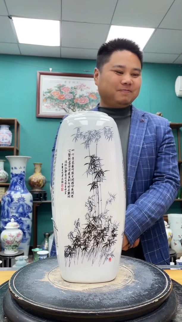 摆件四方瓶陶瓷摆件