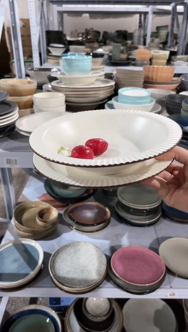 【闪购商品】瓷片外贸尾货瑕疵满20包邮X2 咖边草帽浅盘