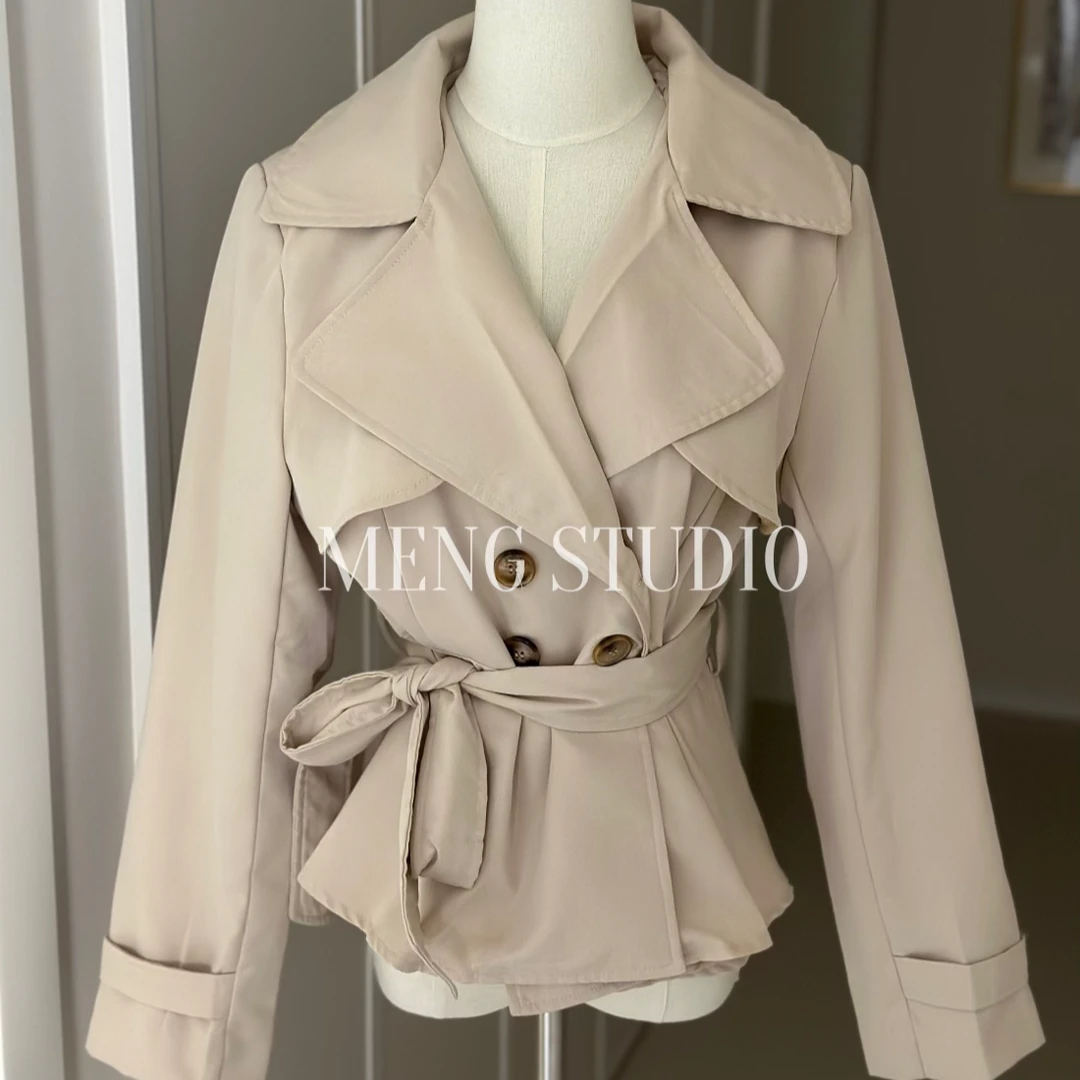MM雪莉 经典短款收腰风衣外套