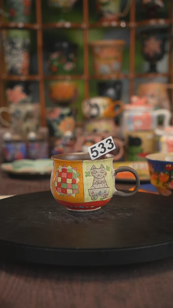 紫砂油画釉下彩手绘脏脏杯533