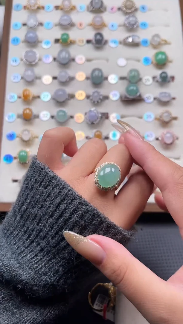 【闪购商品】翡翠戒指银S925镶嵌天然A货翡翠戒指